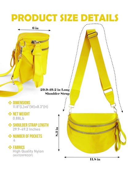 Pure Colour Crossbody Bag Bum Bag for Women,Spacious Purse Fanny Packs Belt Bag,Oversized Bum Bag (Colour Bum Bag-Beige)