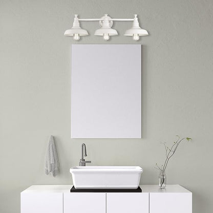 Design House 579656 Kimball Industrial Farmhouse 3-Light Indoor Bathroom Vanity Light with Metal Shades for Over the Mirror, Antique White