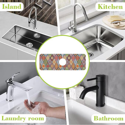 Sink Faucet Absorbing Mat Bohemian Textile Rug Texture Sink Splash Guard Drying