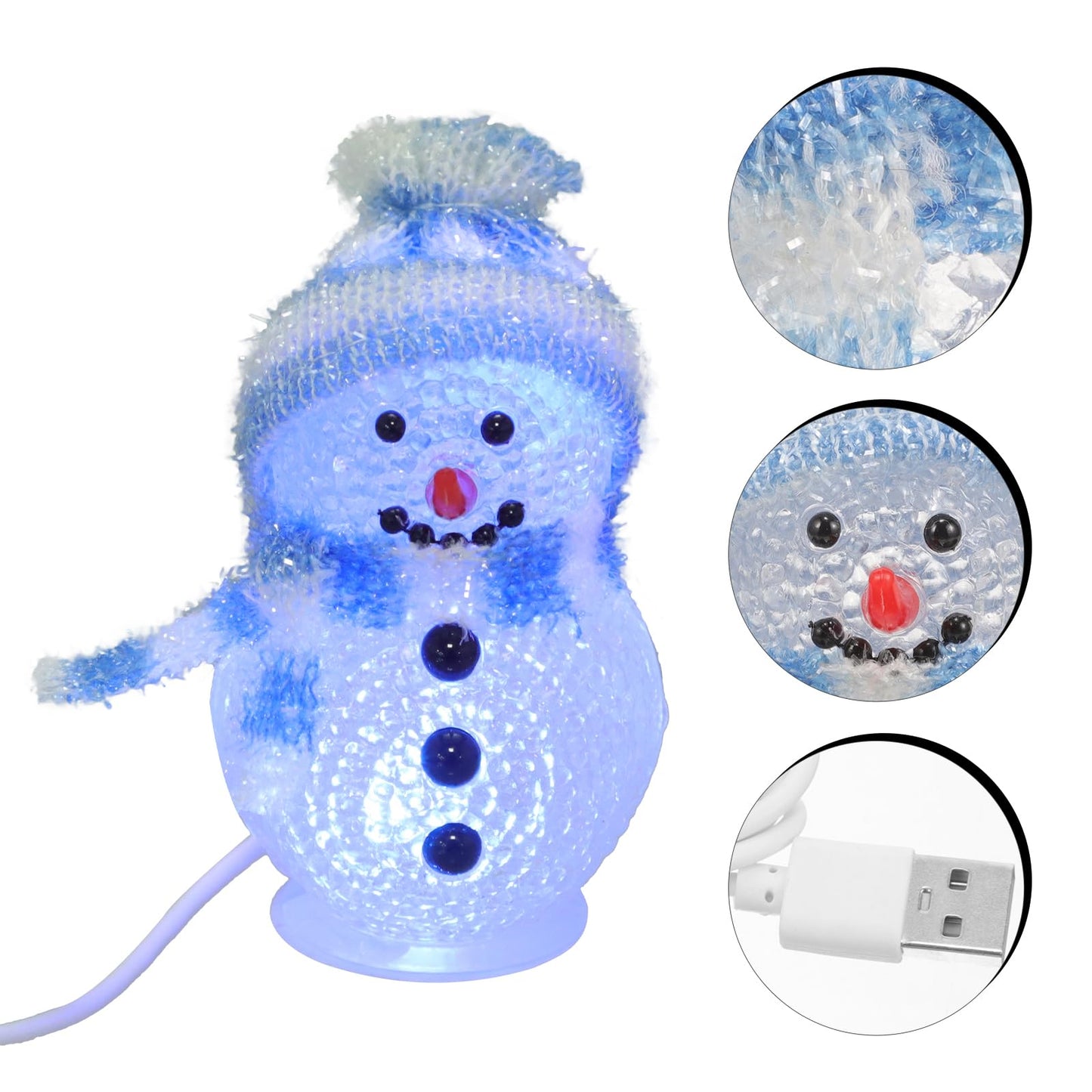 Uonlytech Christmas Snowman Night Ligh, LED Light USB Night Light Mini Glowing Snowman Desktop Ornaments for Home Bedroom Christmas