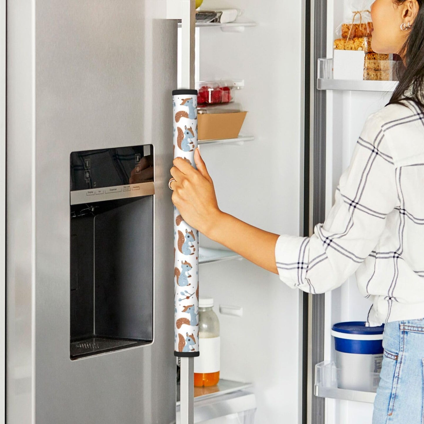 Buyidec Refrigerator Door Handle Covers Cute Squirrels Winter Snow Fridge Handle Cover Washable Dishwasher Microwave Fridge Oven Door Decor Handle Cover Keep Your Kitchen Appliances Clean