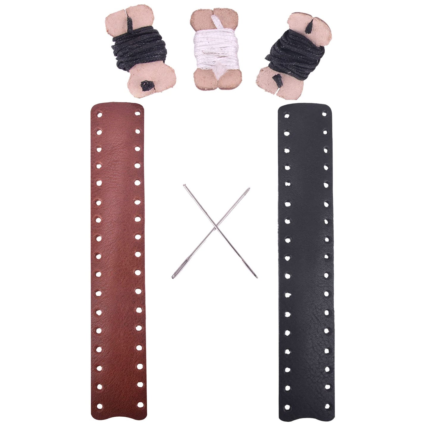 Tas Trost Cowhide Leather Lever Wrap For Lever Action Rife, Shotgun For Hunting Shooting (Brown ×1，Black×1, 6inch)