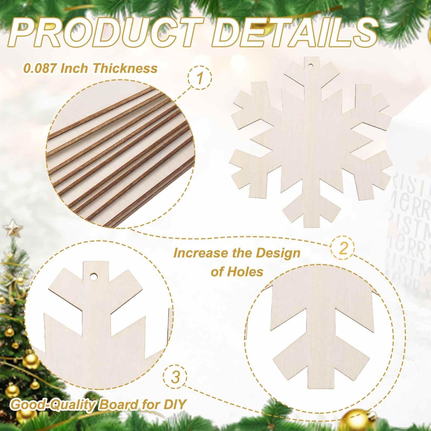 MECCANIXITY 10Pcs 7" Wooden Snowflake Ornaments & Rope, DIY Paint Blank Unfinished Wood Snowflake Cutouts for Art Crafts DIY Hanging Decorations Halloween Christmas Birthday Autumn Gifts