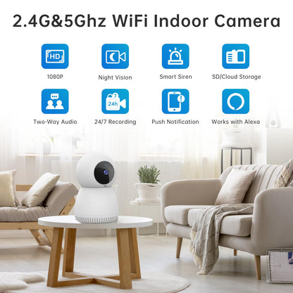 NoahTec Indoor Camera,1080P Pet Camera Baby Monitor,AI Motion Detection, 2-Way Talk, Night Vision, Siren, Compatible with Alexa