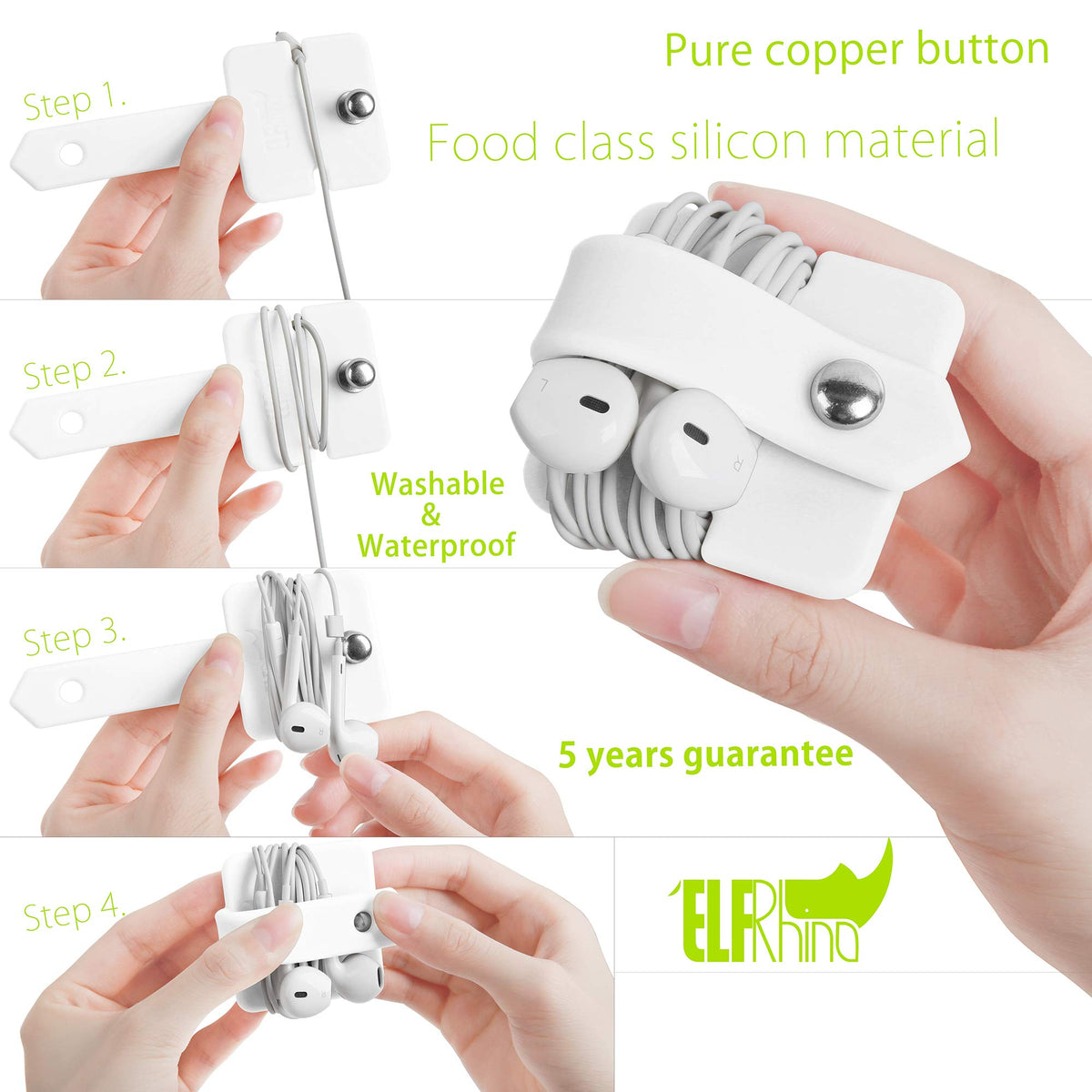 ELFRhino Cord Organizer Earbuds Holder Earphone Wrap Earphones Organizer Headset Headphone Earphone Wrap Winder Cord Manager Cable Winder Set of 2