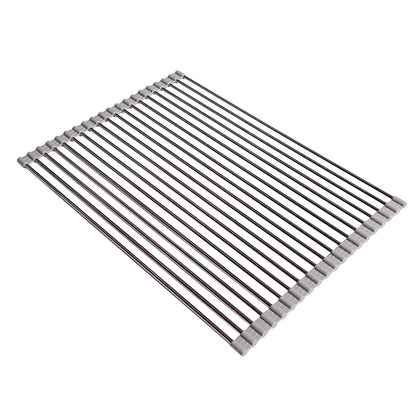 Ahyuan Roll up Dish Drying Rack Over The Sink Kitchen Roll up Sink Drying Rack Portable Dish Drainer Foldable Dish Drying Rack (Warm Gray, 17.8''X17'')