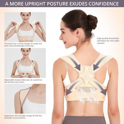 Posture Corrector for Back Support: Adjustable Shoulder Posture Brace for Men and Women (Black, Small/M)