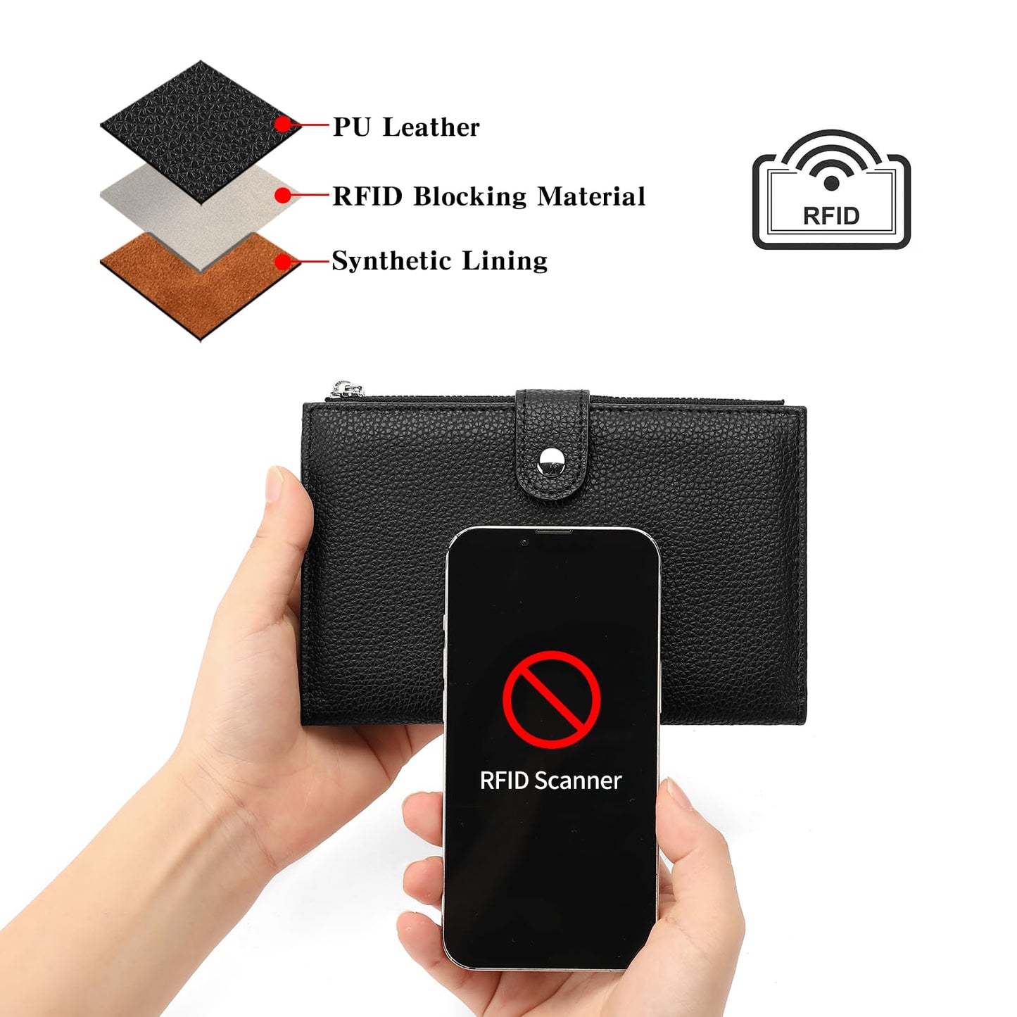 RNIEGA Passport Holder for Women Leather Passport Wallet for Travel RFID Blocking Passport Wallet Credit Card Holder with Zipper Pocket