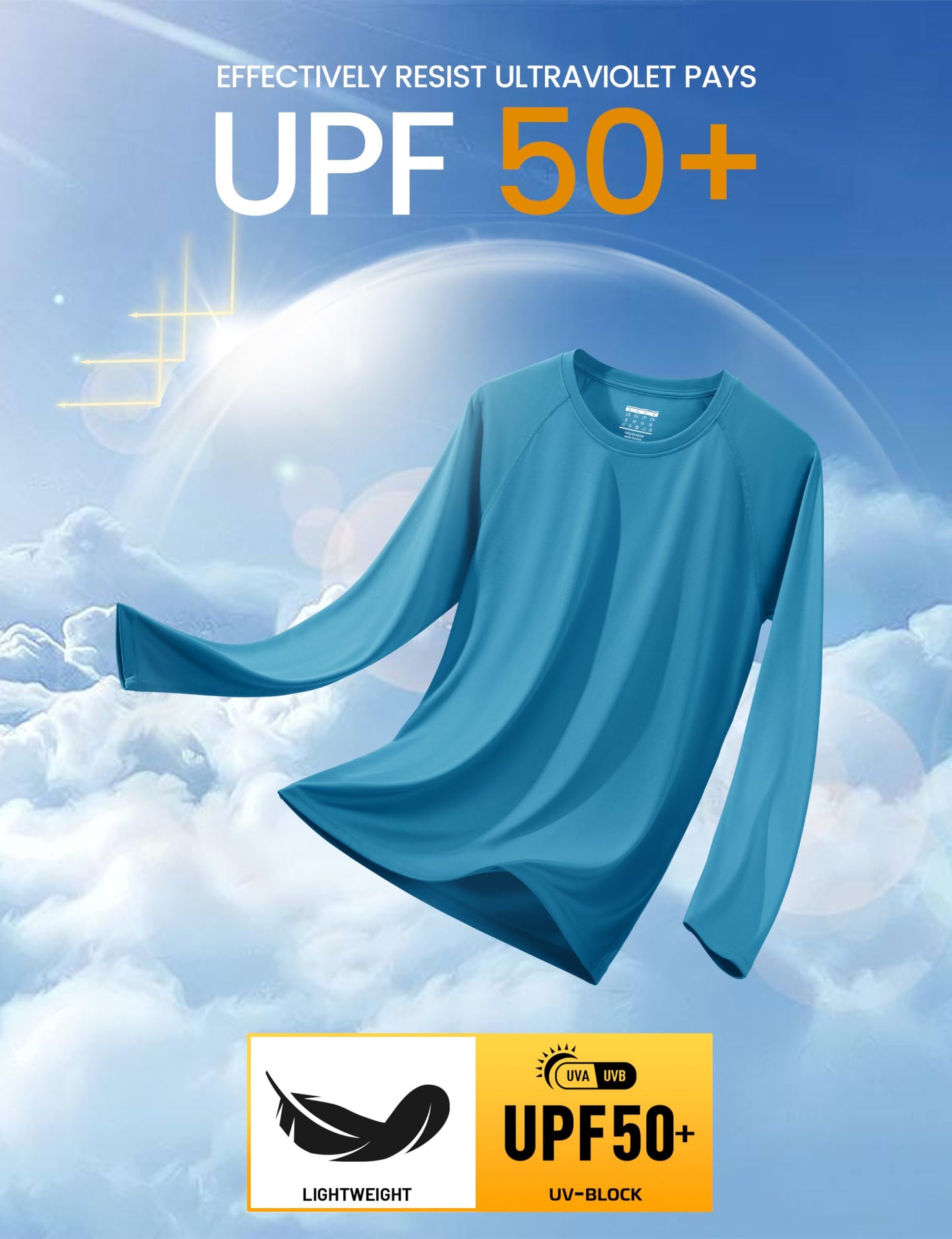 MAGCOMSEN Quick Dry Shirts for Men UPF 50 Long Sleeve Men Athletic T-Shirt UV Protection Shirts Workout Shirts Outdoor Shirts Blue Green