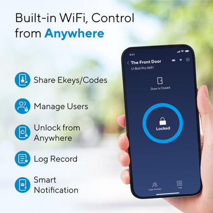 ULTRALOQ Bolt Fingerprint Smart Lock with Door Sensor, Built-in WiFi Smart Locks for Front Door, Biometric Smart WiFi Deadbolt, Auto Unlock, 10 Months Battery, IP65 Waterproof, BHMA Grade AAA