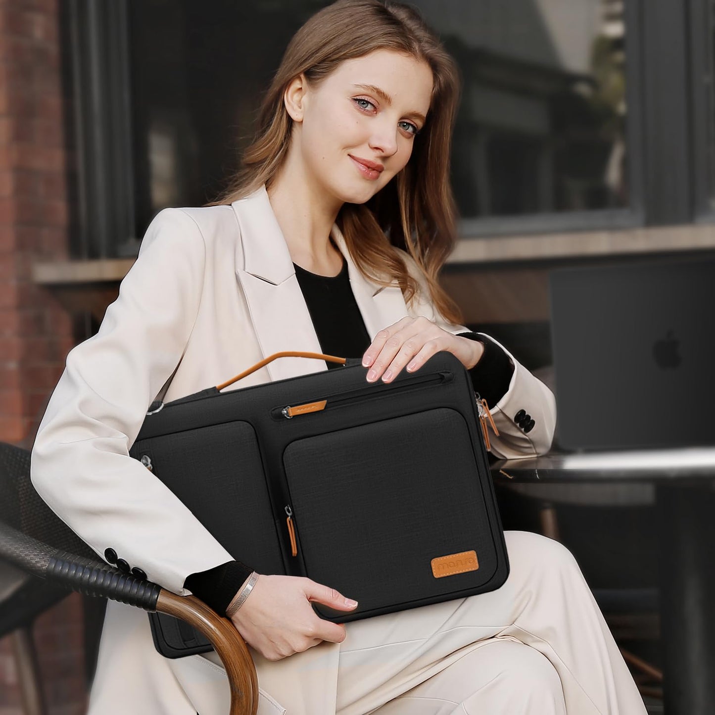 MOSISO 360 Protective Laptop Shoulder Bag,17-17.3 inch Computer Bag Compatible with MacBook, HP, Dell, Lenovo, Asus Notebook,Side Open Messenger Bag with 4 Zipper Pockets&Handle, Black