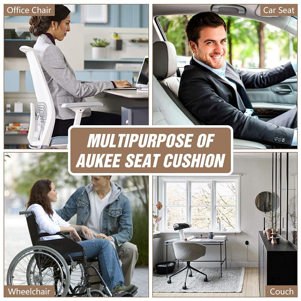 MYFAMIREA Car Seat Cushion Pad 1.2" Thick Comfort Seat Protector for Car Driver Seat Office Chair Home Use Memory Foam Seat Cushion with Non Slip Bottom, 20'' x 18.5'', Black