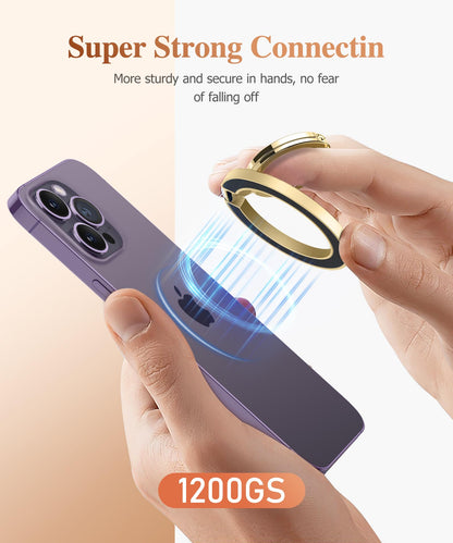 GVIEWIN Magnetic Phone Ring Holder, Compatible with MagSafe Phone Grip with Adjustable Stand, Magnet Phone Ring Kickstand for iPhone 17/16/15/14/13/12 Pro Max Plus Air/Other Phones (Glitter/Silver)
