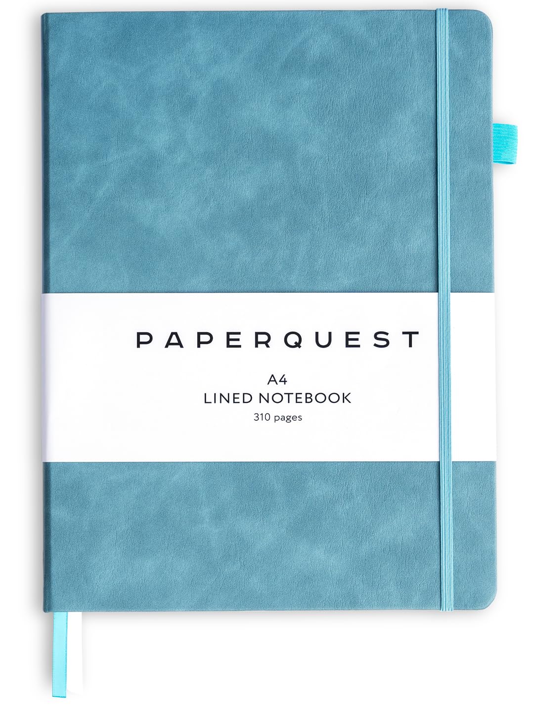 PAPERQUEST A4 Hardback Notebook, Vegan Leather Journal Lined, 310 Pages, 100GSM Thick Paper, Lay flat Notebook for Women, Men, Writing, Office, Work, Study, College Ruled Notebook with Pocket,