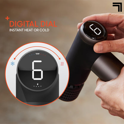Sharper Image® Powerboost® Pro+ Hot & Cold Compact Deep Tissue Massage Gun - 6 Speed, 4 Attachments, Travel Case| Heat & Cold Therapy| Lightweight Shoulder & Back Massager| Fathers Day Gift for Dad