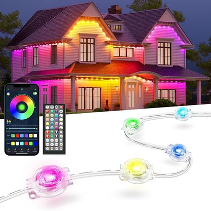 Permanent Outdoor Lights for House, 50ft Smart RGB LED Lights Outside with 16 Million DIY Colors, IP67 Waterproof Eternity Eaves Lighting for Christmas Halloween Holiday Daily Decorations