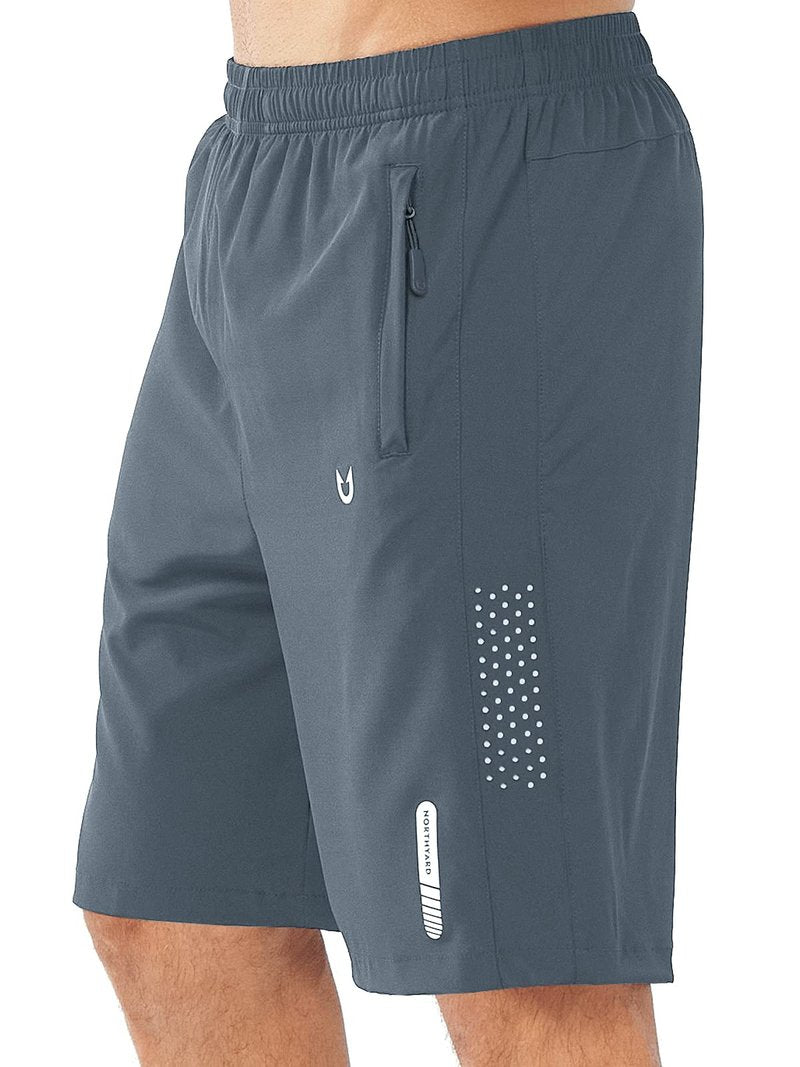 NORTHYARD Men's Athletic Running Shorts Gym Workout 7"/9"/5" Quick Dry Lightweight Sports Basketball Tennis 3 Zipper Pockets COOLGREY-9inch L
