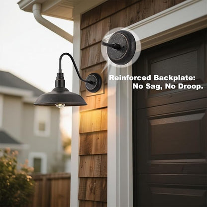 14in Outdoor Gooseneck Barn Light for Garage, 2 Pack Bronze Exterior Wall Lights Fixture for Porch, Outside Farmhouse Wall Sconce for Patio, Cabin, Entryway