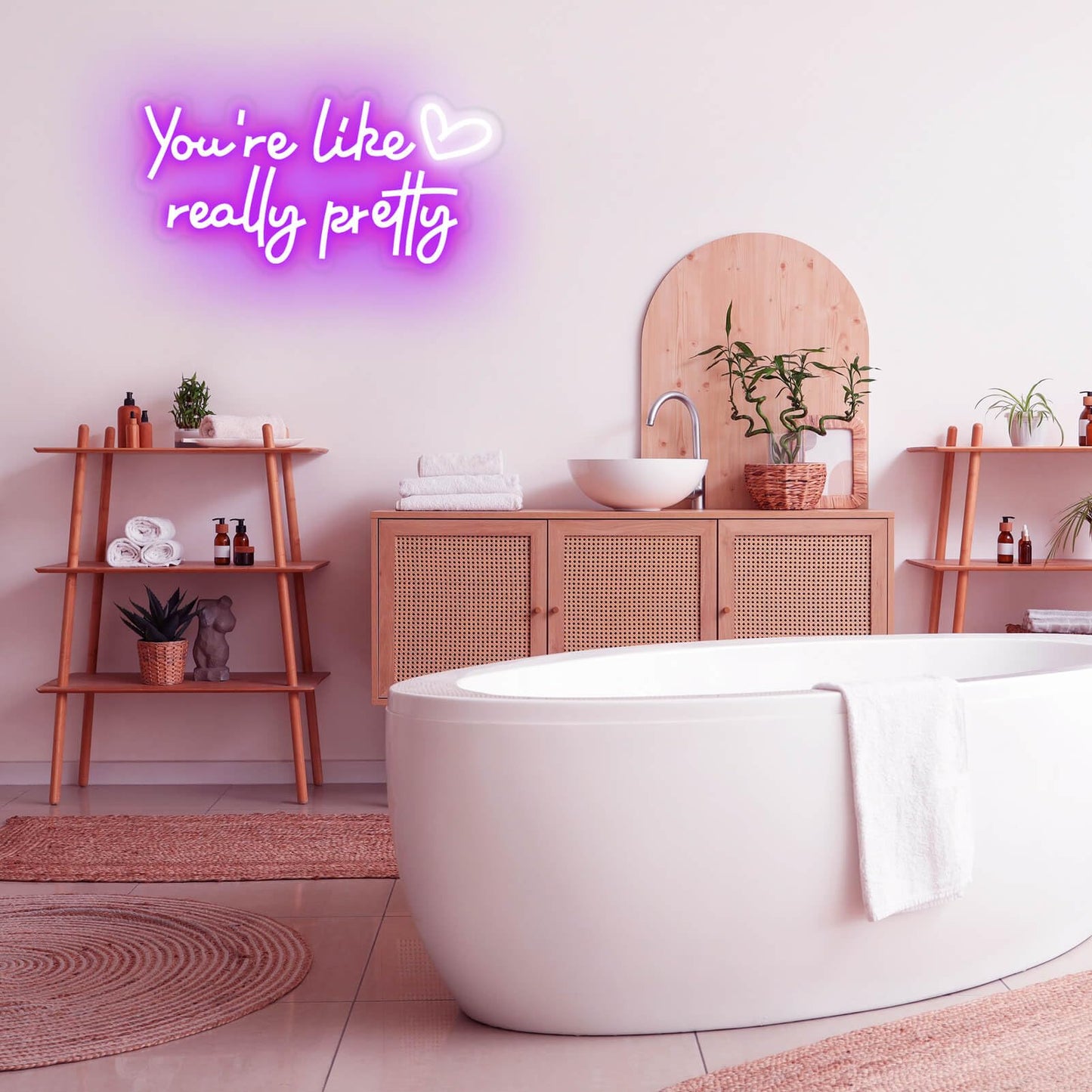 KUUNEON You're Like Really Pretty Neon Sign Wall Decor for Bedroom/Girls Room/Salon/Party/Present - 16"x8" Purple Your Like Really Pretty LED Sign Light for Women, Heart Design & 100,000H Lifespan