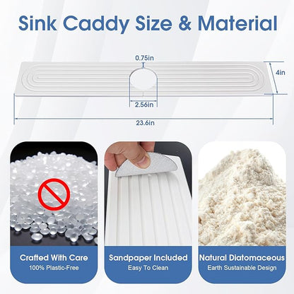 Faucet Mat for Kitchen Sink, Diatomite Drying Stone Mat Sink Protector