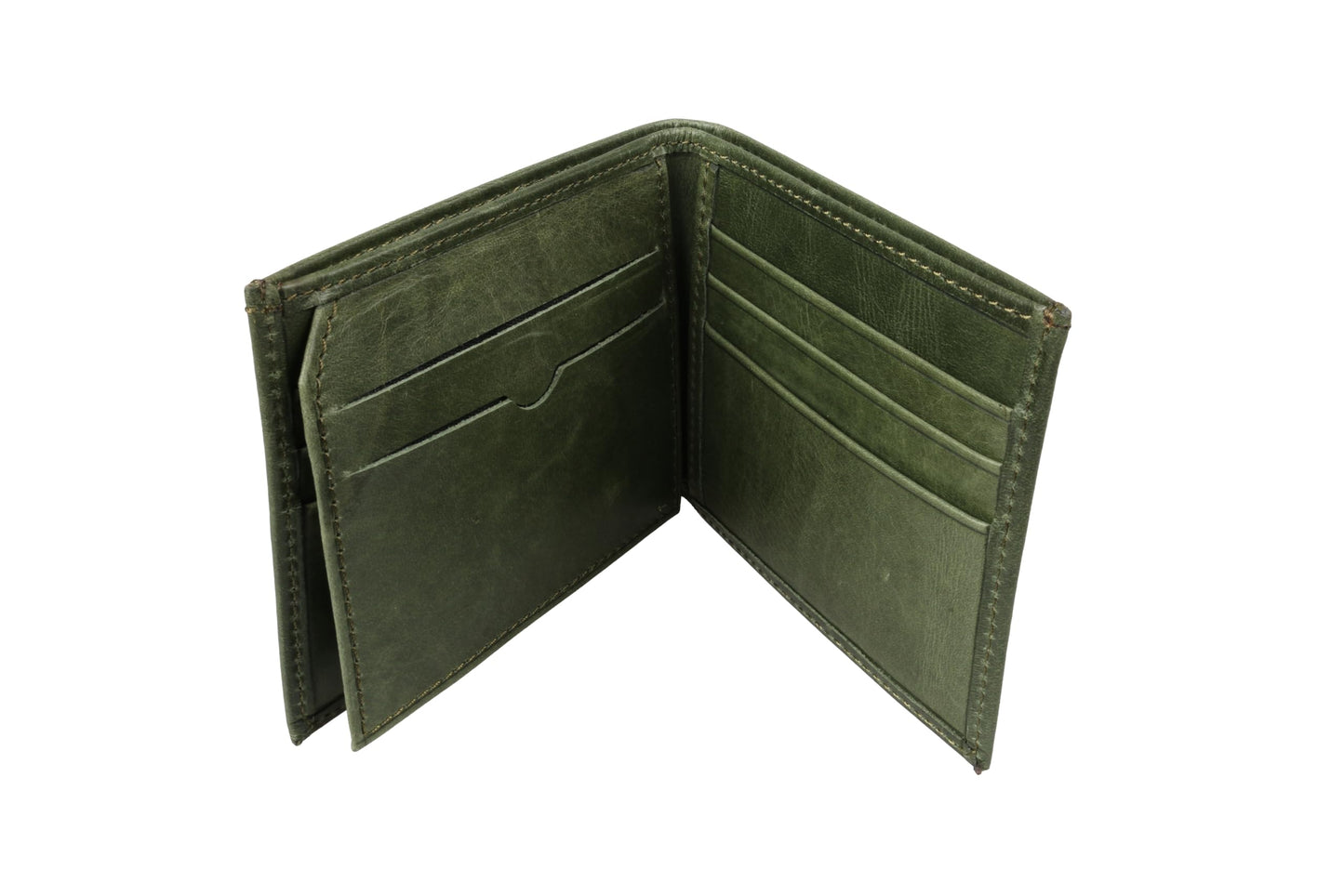 grande 1488 - Genuine Leather Bifold Classic Men Wallet with ID Window - Rustic Green