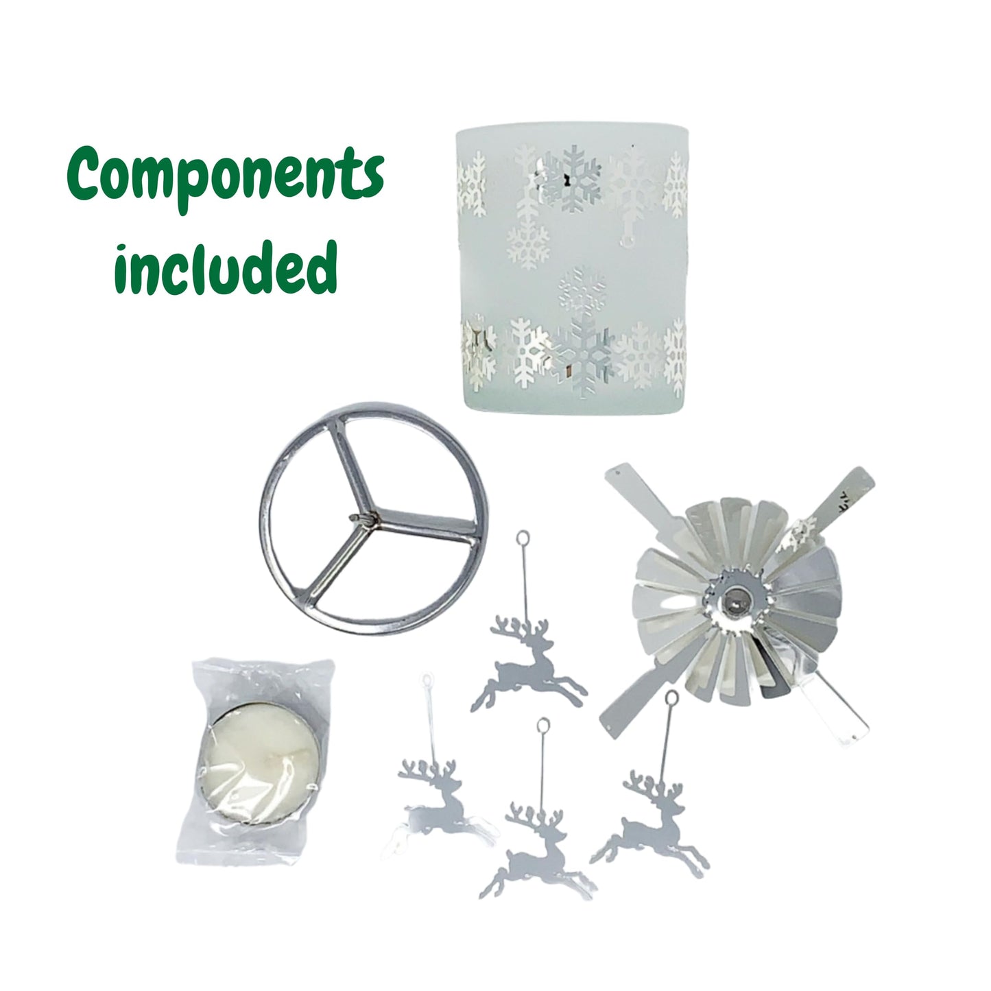 Reindeer Decor - Candle Spinner - Dangling Reindeer Spin Around Snowflake Candleholder - Spinner Turns from The Heat of The Candle - 5.5" H x 4.5" W