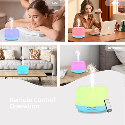 Oil Diffuser Humidifier 300ML,Electric Ultrasonic Air Aroma Diffusers Vaporizer,Scent Mist Defuser with Remote,Auto-Off,7led Color Changing Light for Large Bed Room,Home,Office