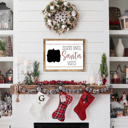 MACVAD Merry Christmas Sign with Countdown Chalkboard for Home Indoor Decorations, 14" Rustic Farmhouse Merry Christmas Block Wooden Sign with Erasable Chalkboard for Mantel, Wall & Tabletop