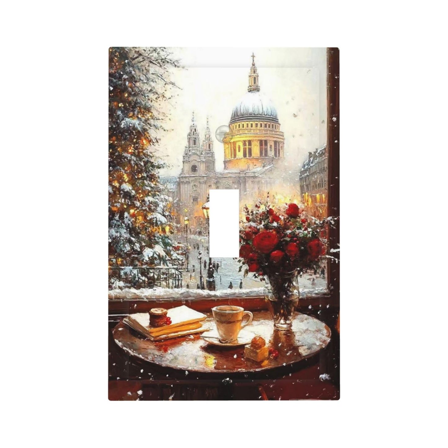 Decorative Art Light Switch Covers Christmas St Paul's Snowy Café Single Toggle Wall Plate Decorative Switchcover Electrical