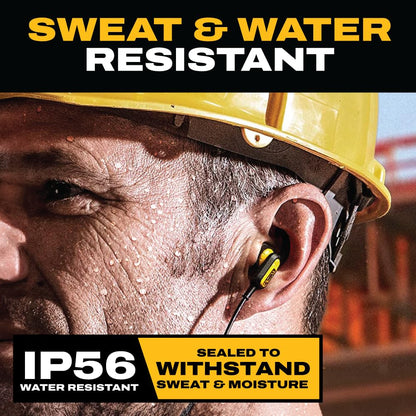 DEWALT Heavy Duty Neckband Bluetooth Earbuds, Wireless Bluetooth 5.2 Headphones w/Microphone, Lightweight Comfort, IP56 Waterproof, Deep Bass Strong Beat, 20H Playtime, Jobsite Behind-Neck Earphones