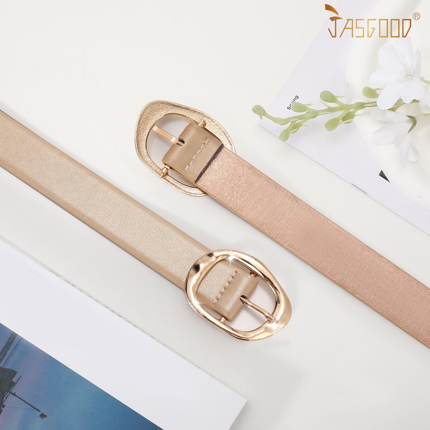 Women Leather Belt for Jeans Pants Ladies Casual Waist Belt Fashion Women Belt with Gold Buckle