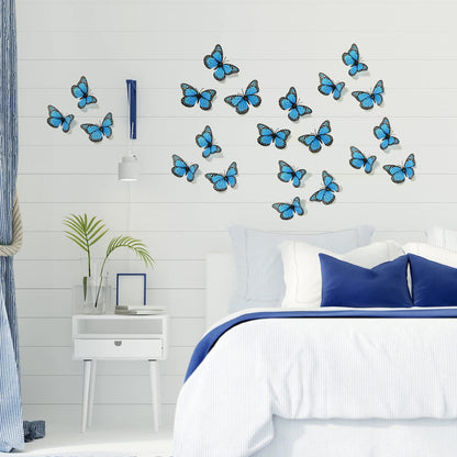 AQUEENLY Monarch Butterfly Decoration 4.72'' Blue Butterflies for Crafts Premium Fake Butterflies Wall Decor for Room, Home, Wedding, Party (12 Pcs)