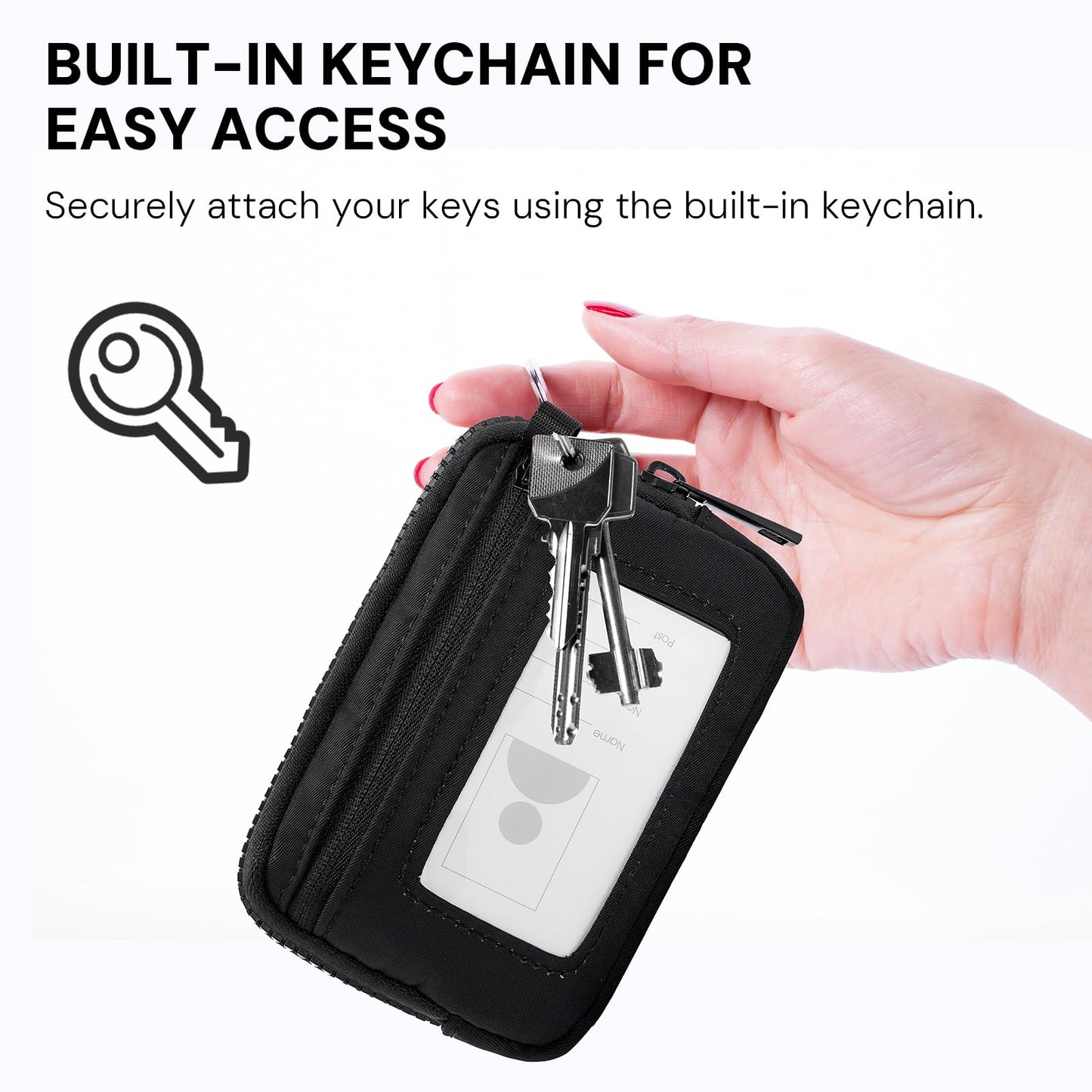 YDF The Iris Wallet for Women Mini Zip Card Case with Clear ID Window Zipper Coin Purse Lightweight Portable Keychain Wallet