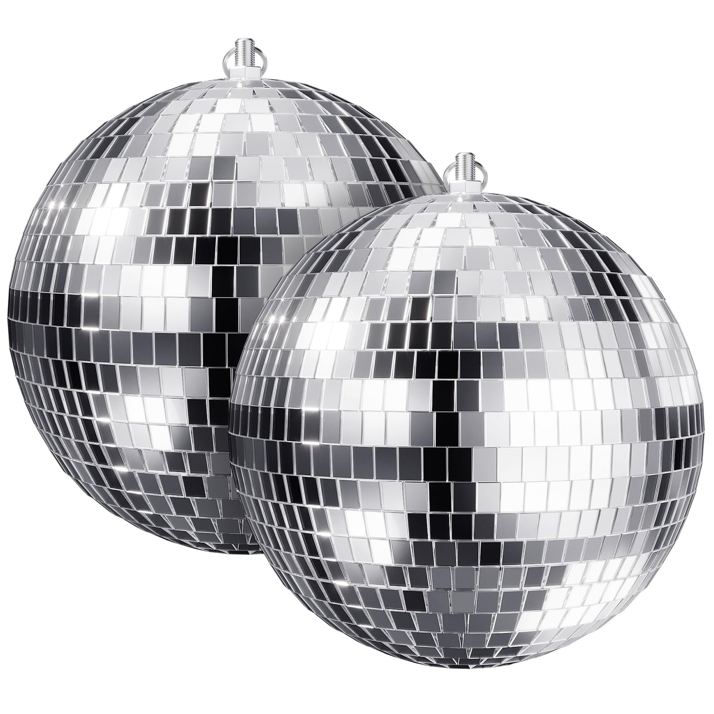 Youdepot 8-Inch Disco Ball 2-Pack – Silver Hanging Mirror Ball with String, Reflective Disco Ball Decorations for Weddings, Birthdays, Classrooms, Home, DIY, Indoor & Outdoor Events