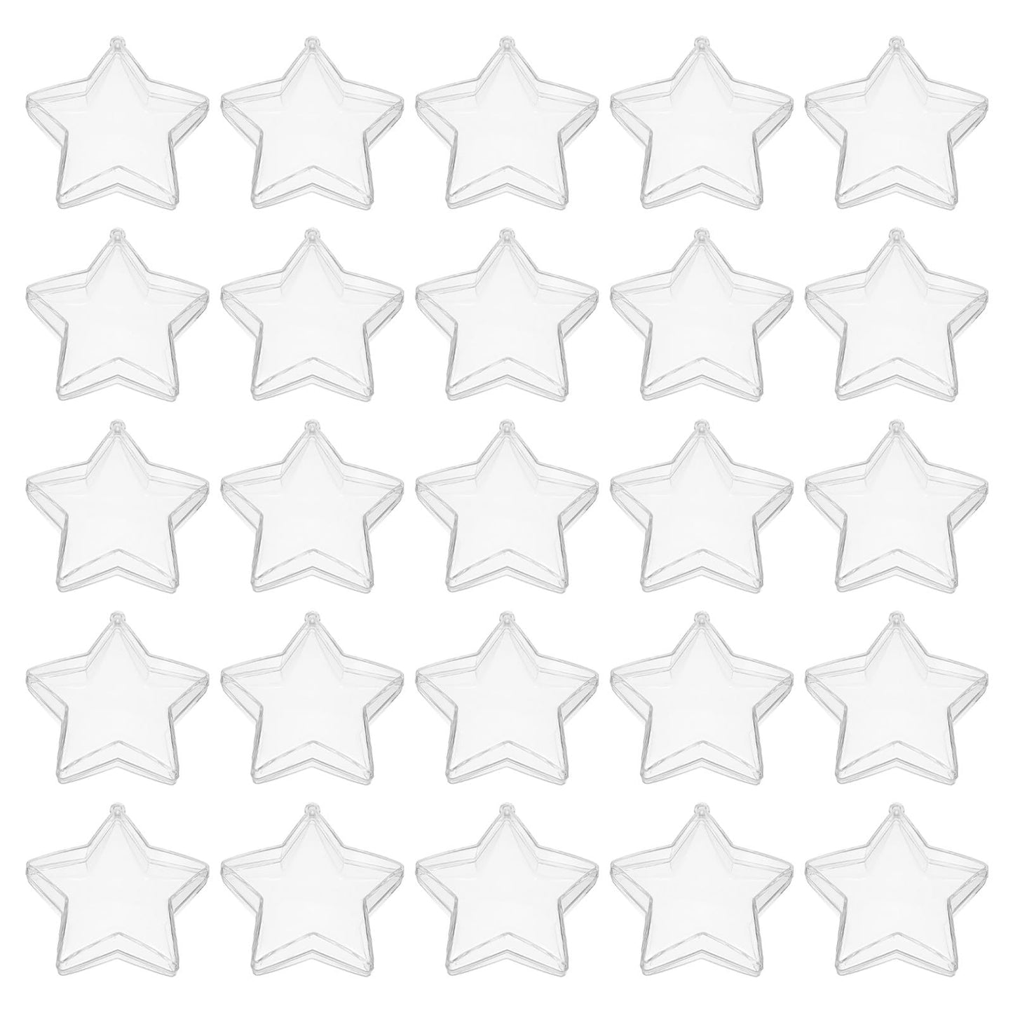MAGICLULU 25pcs Clear Star Shaped Candy Boxes, Fillable Plastic Treat Containers, Hanging Transparent Baubles for Christmas Tree Ornament And Holiday Party Favors