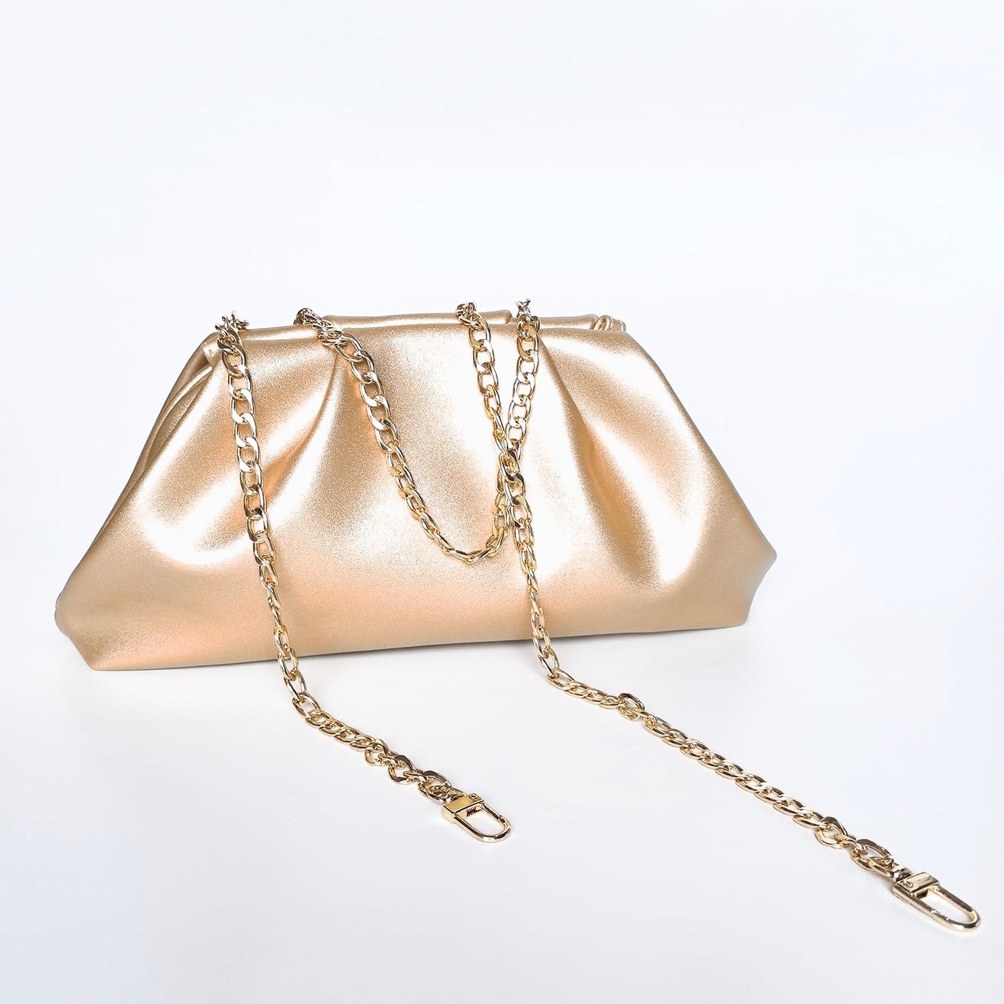 Huralona Dressy Pleated Vegan Leather Clutch Purse Bag for Women Super Chic Soft PU Evening Purse Handbag (Beige)