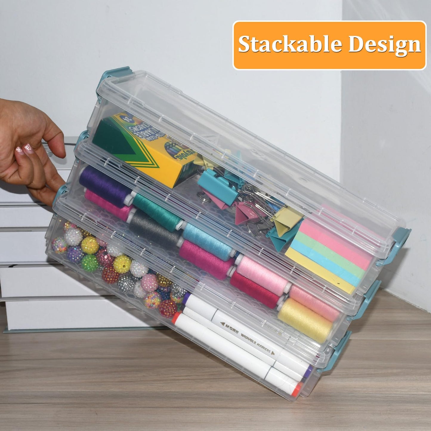 Chistepper 4 Packs Extra Long Pencil Box Large Capacity Pencil Case Clear Plastic Storage Container Long Paint Brush Storage Box Plastic Pencil Holder with Latching Lids (4)