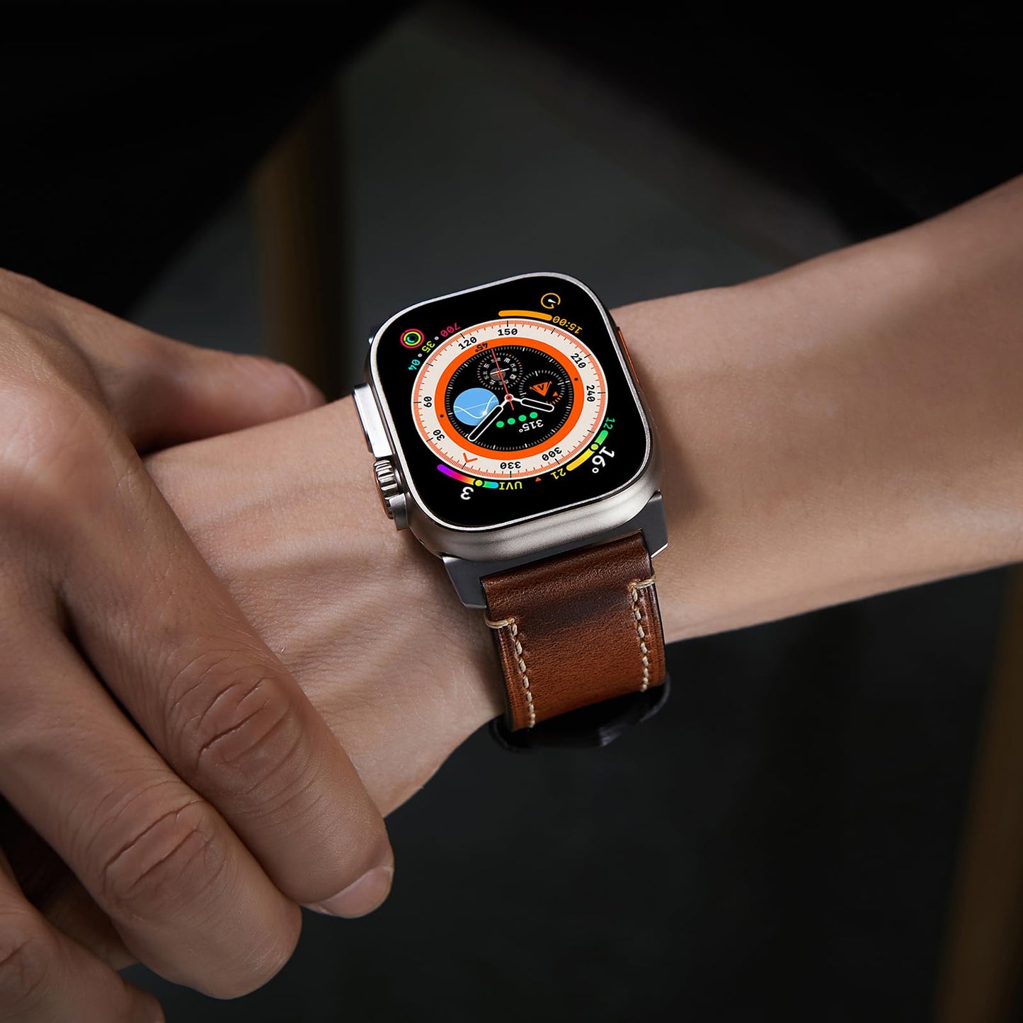 Gitalian Leather Band Compatible with Apple Watch Ultra3/2/1 Band 49mm 46mm 45mm 44mm 42mm for Men, Genuine Leather Replacement Strap for iWatch Series 10 9 8 7 6 5 SE2, Oil Brown