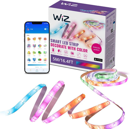 WiZ Connected 16.4 ft LED Light Strip For Your Smart Home - Flowing Multicolor LED, Color-Changing, Cuttable - Voice/App Control - Works with Google Home, Alexa and HomeKit
