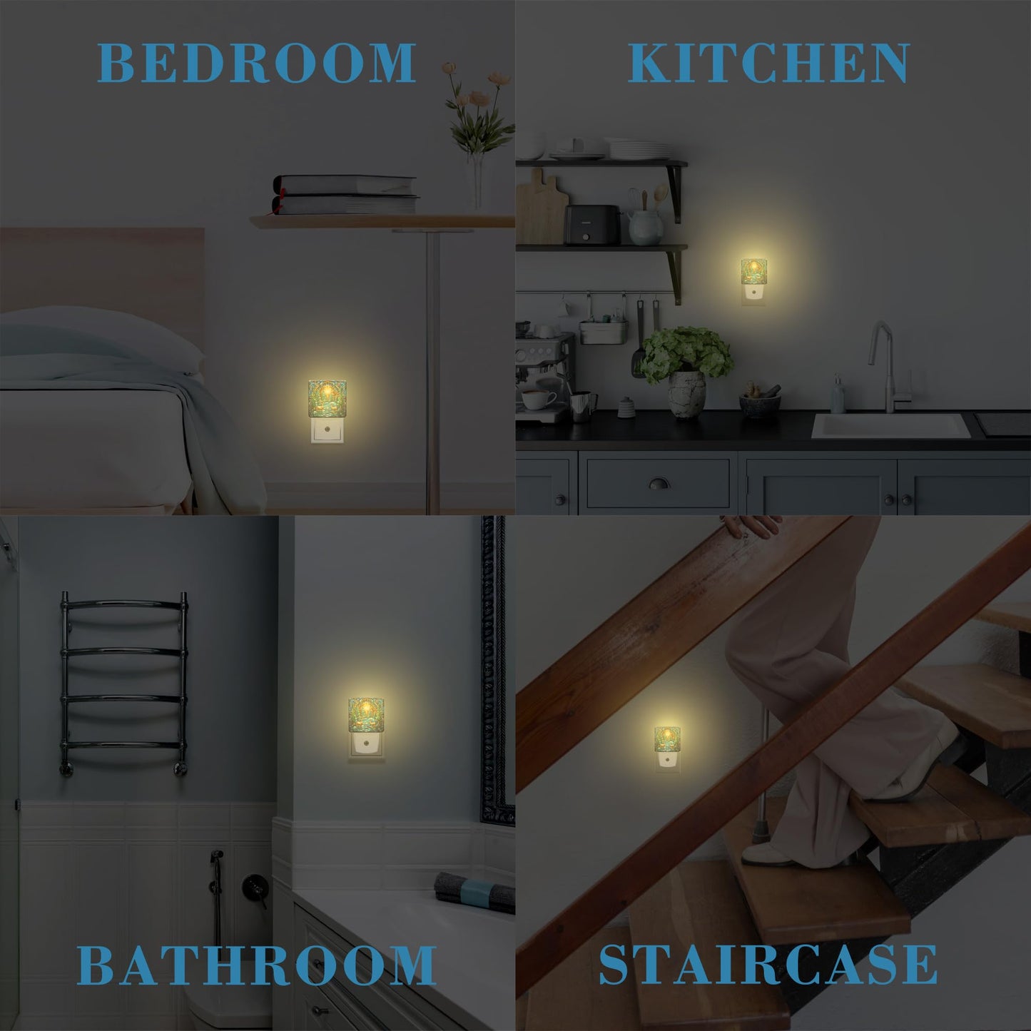 Uiaoiais Plug in Night Lights Christmas Stained Glass Deer Nightlight Plug Into Wall Dusk to Dawn Sensor LED Night Light for Kid Girls Boys Women Room Decor,Hallway,Kitchen,Bathroom,Nursery,Stairs
