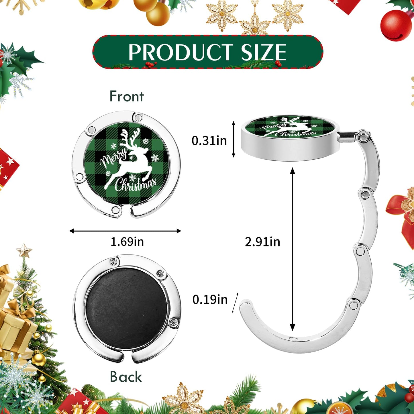 BEAVOING 6 Pack Christmas Stocking Holders for Mantle,Metal Stocking Hangers for Mantle, Non-Slip & Foldable Mantle Hooks for Stockings Hangers Xmas Mixed Pattern for Fireplace Christmas Decoration