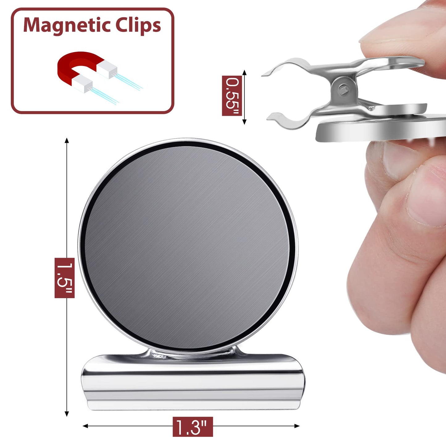 24 Pack Magnetic Clips Fridge Magnets Heavy Duty Magnet Clips for Whiteboard & Refrigerator Wide Scratch Safe Best for House Office School Use