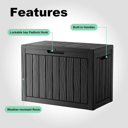 GGYI 50 GallonOutdoor Storage Box,Resin Deck Boxes Waterproof, IndoorOutdoor Bin for Package Delivery, Patio Cushions, Gardening Tools, Lockable, UV Resistant