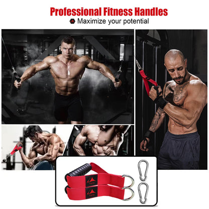 Vigoog Heavy Duty Gym Exercise Handles Attachment for Cable Machine,Resistance Band,Pulley System Home Fitness Workout Equipment, with Elastic Rubber Grip and 2 Large Carabiners (Glory Red)