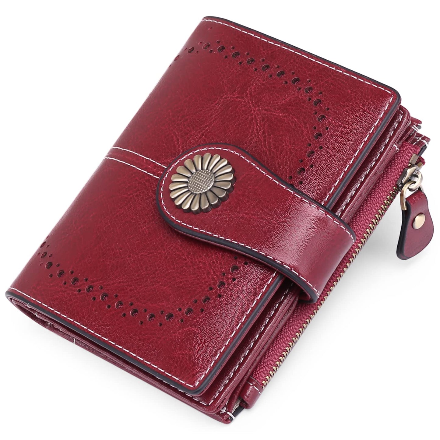 SENDEFN Small Womens Wallet Leather Bifold Card Holder RFID Blocking with Zipper Coin Pocket