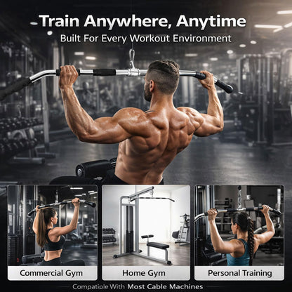 Avoirdus 47" LAT Pulldown Bar Attachment for Cable Machine, Heavy Duty Steel Curl Bar with 360° Swivel & Rubber Grip, Wide Close Neutral Grip Handles for Back Strength Training Home Gym