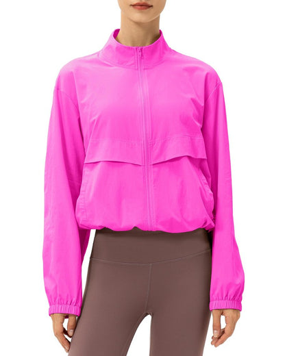 Locachy Women's Lightweight Zip Up Athletic Jacket Stand Collar Windproof Sun Protection Workout Outdoor Jacket Rose XS