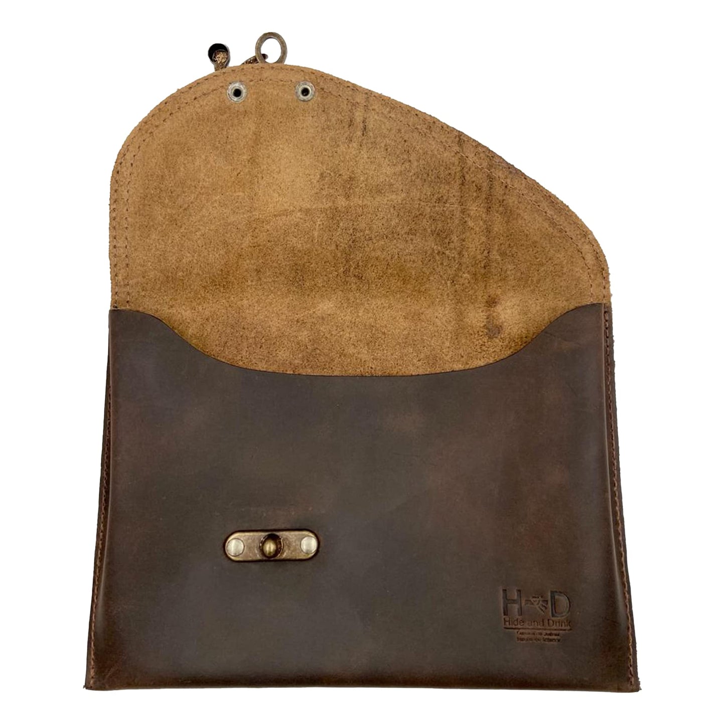 Hide & Drink, Petit Travel Vintage Clutch Bag Handmade from Full Grain Leather, Women's Fashion (Bourbon Brown)