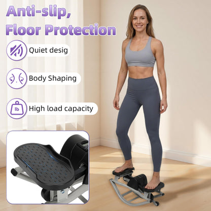 Powants Rock Stepper Side to Side, Rocking Fitness Stepper Home Workout Machine with Resistance Bands for Full Body Workout (Black-Grey)