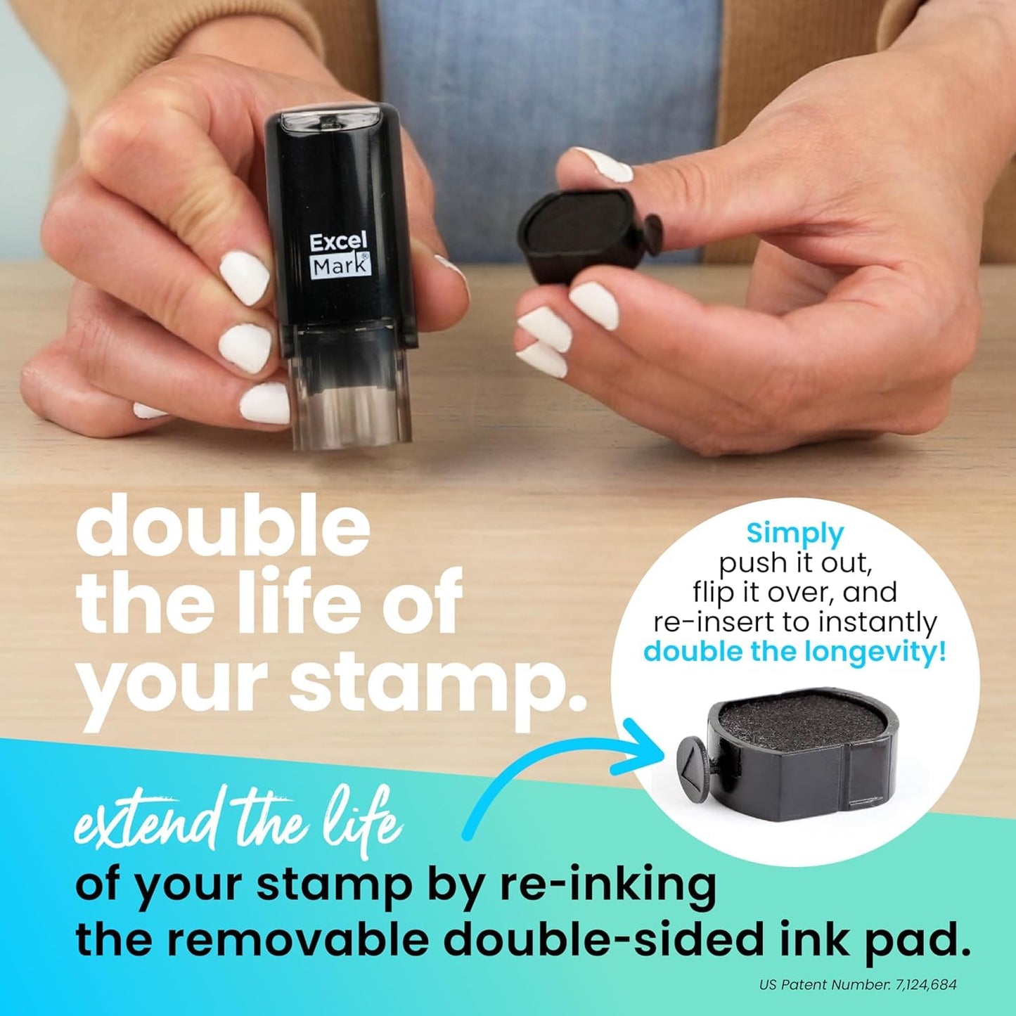 ExcelMark Happy Sun - Round Self-Inking Teacher Stamp - Red Ink